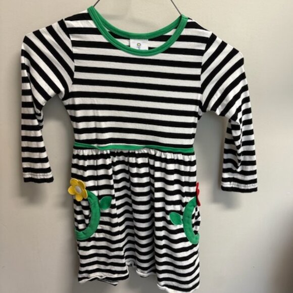 Florence Eiseman Stripe LS Knit Dress With Flower pockets size 5 - Picture 1 of 6